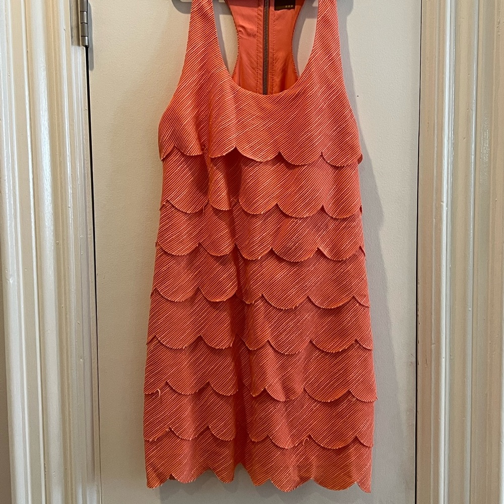 Scalloped Coral Cocktail Dress